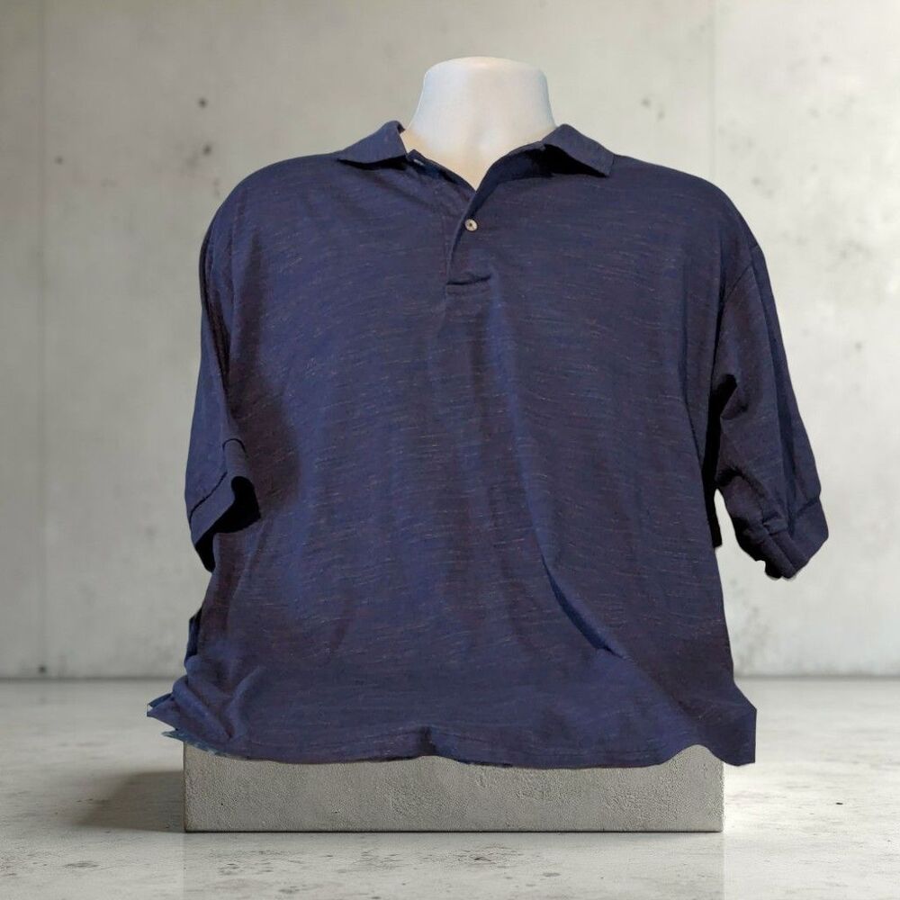 Mens Golf Polo Shirt Sahara Dark Blue Large Sailing Vacation Cotton Light Airy